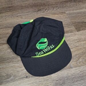 Speedway Unisex OSFM Snapback Hat Black Neon Green SeaWorld Embroidered Rope Cap